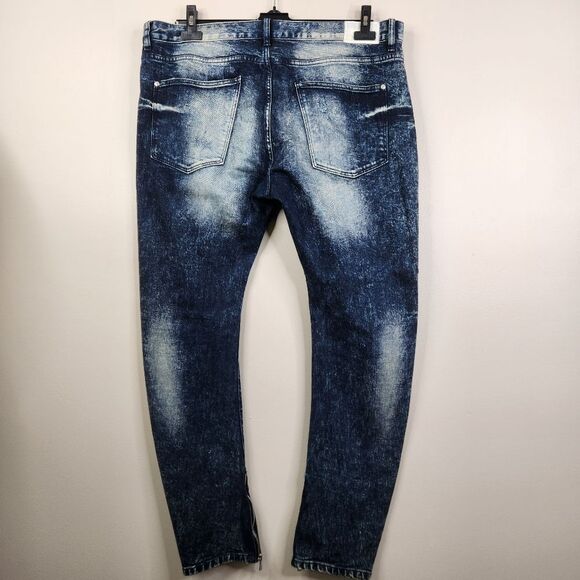 MacKeen Market Mens Pierre Faded Distressed Patchwork Seam Zip Jeans 40x31 - Picture 3 of 8